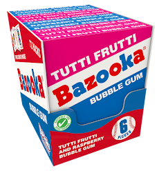 Bazooka Bubblegum Wallet Pack 36g Tutti Frutti/Raspberry (12un/box)