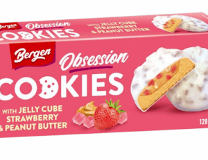 Bergen Obsession avec Jelly Cube Fraise & Beurre de Cacahuète 128g (18 boîtes/caisse)
