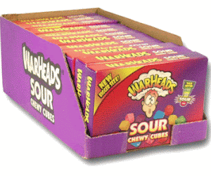 Warheads Chew Cubes Theatre Box 113g (12un/box)
