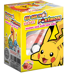 Lotte Pokémon Chewing-Gum Fraise avec Tampon 3g (12 unités/boîte)