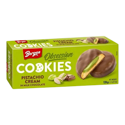 Bergen Obession Cookies whirh Pistachio Cream & Milk Chocolate 128g (18box/case)