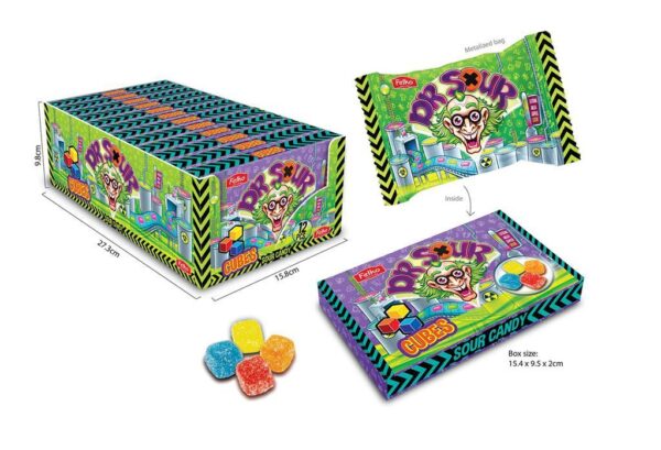 Dr. Sour Cubes Acidulés 90g (12 boîtes/boîte)
