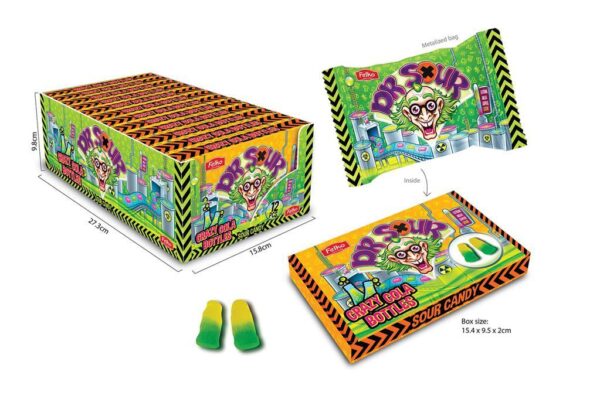 Dr. Sour Crazy Cola Bottles 90g (12un/box)