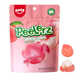 Amos Peelerz Gummy Peach 65g (24bag/case)