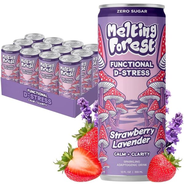 Melting Forest Mushroom D-Stress Fraise Lavende 355ml (12 canettes/carton)