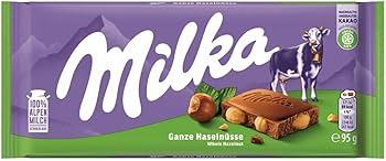 Milka Chocolat aux noisettes entières 95 g (17 barres/boîte)