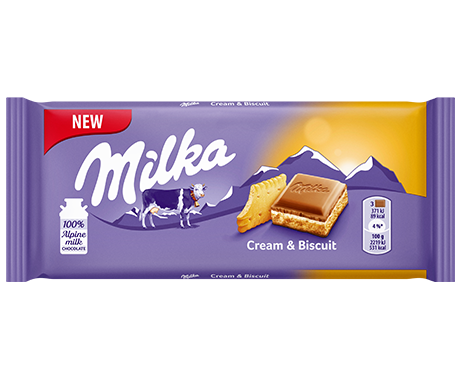 Milka Cream and Biscuits Bar 100g (18bar/box)