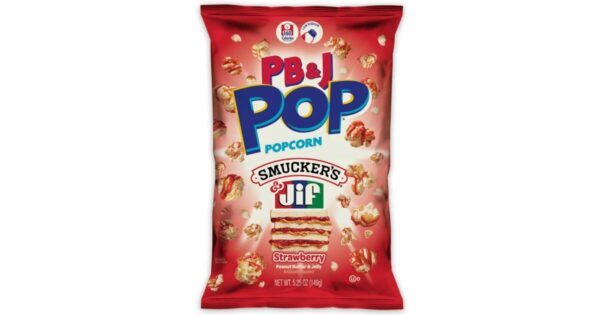 Candy Pop Popcorn Beurre de Cacahuète & Confiture Fraise 149 g (12 sacs/caisse)