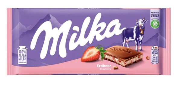 Milka Fraise Barre chocolatée 100 g (22 barres/boîte)