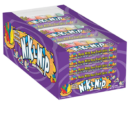 Nik L Nip 4-Pack Wax Bottle Candy 39.4g (18un/box)