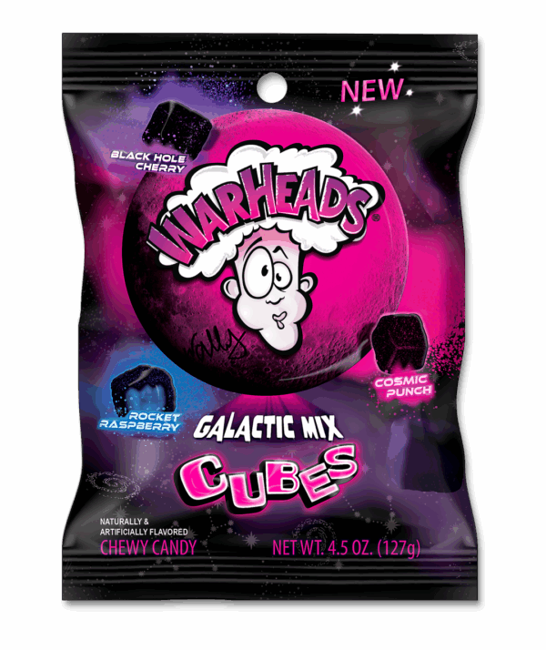 WARHEADS Cubes Galactiques acidulés 127 g (12 sachets/caisse)
