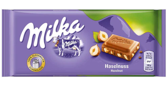 Milka Chocolat aux noisettes 90 g (24 barres/boîte)
