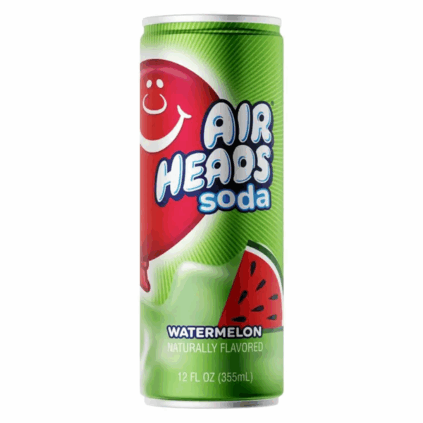 Airheads Soda saveur pastèque 355 ml (12 canettes/caisse)