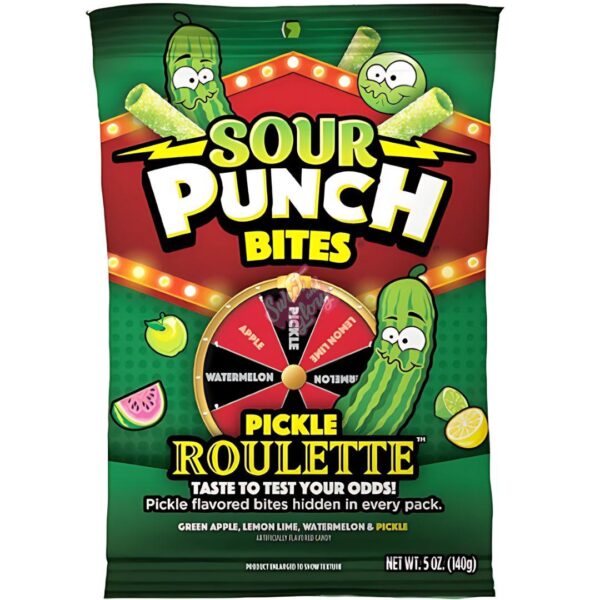 Sour Punch Bites Pickles Roulette peg 142g (12un/box)