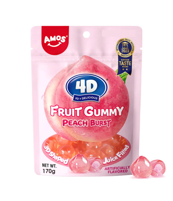 Amos 4D Gummy Peach 170g (12bag/case)